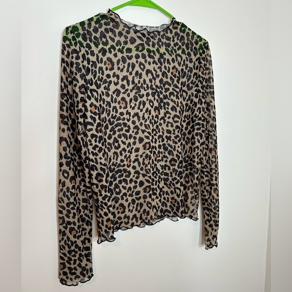 Zara cheetah print mesh see through long sleeve shirt size medium - Picture 5 of 7
